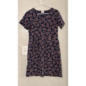 Hanna Andersson Blue Floral Dress Size Small Short Sleeve Pockets